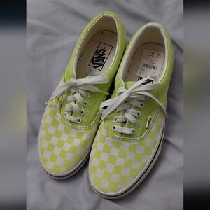 Vans lime checkered shoes